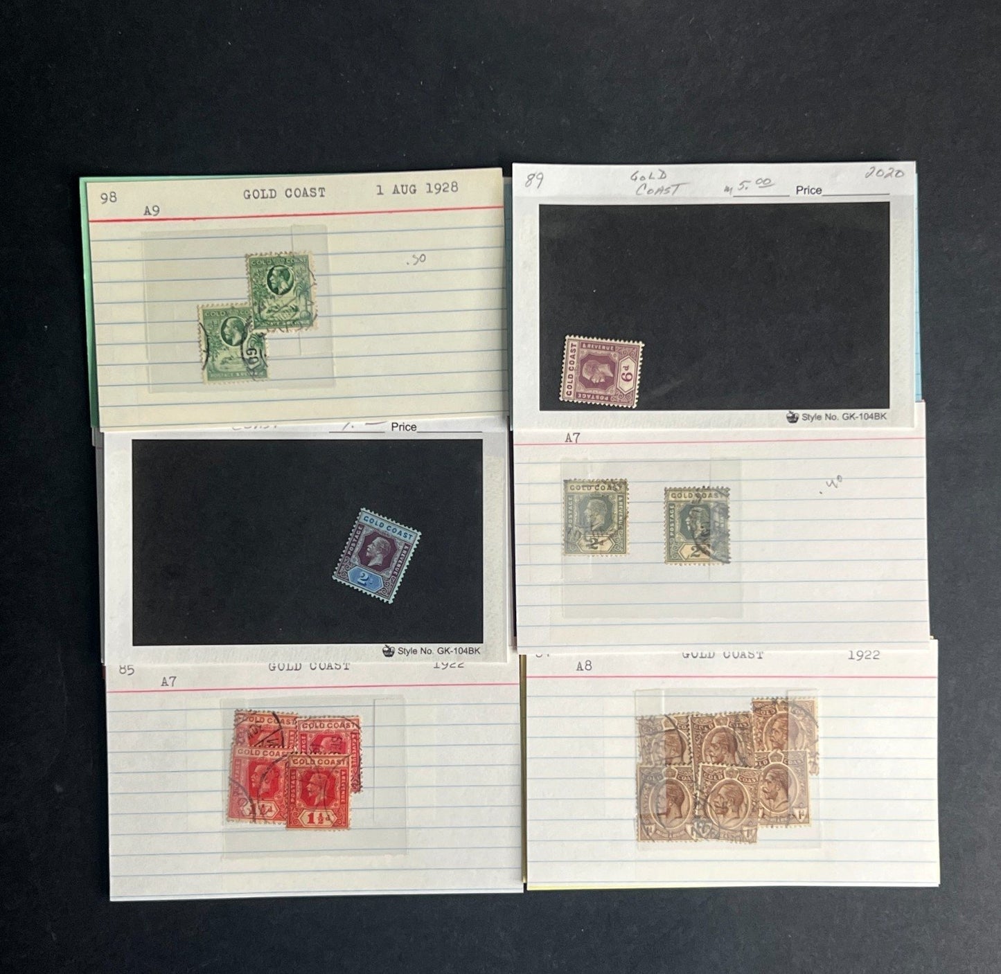 Gold Coast Stamp Collection Dealer Cards $216 CV Mint & Used ZAYIX