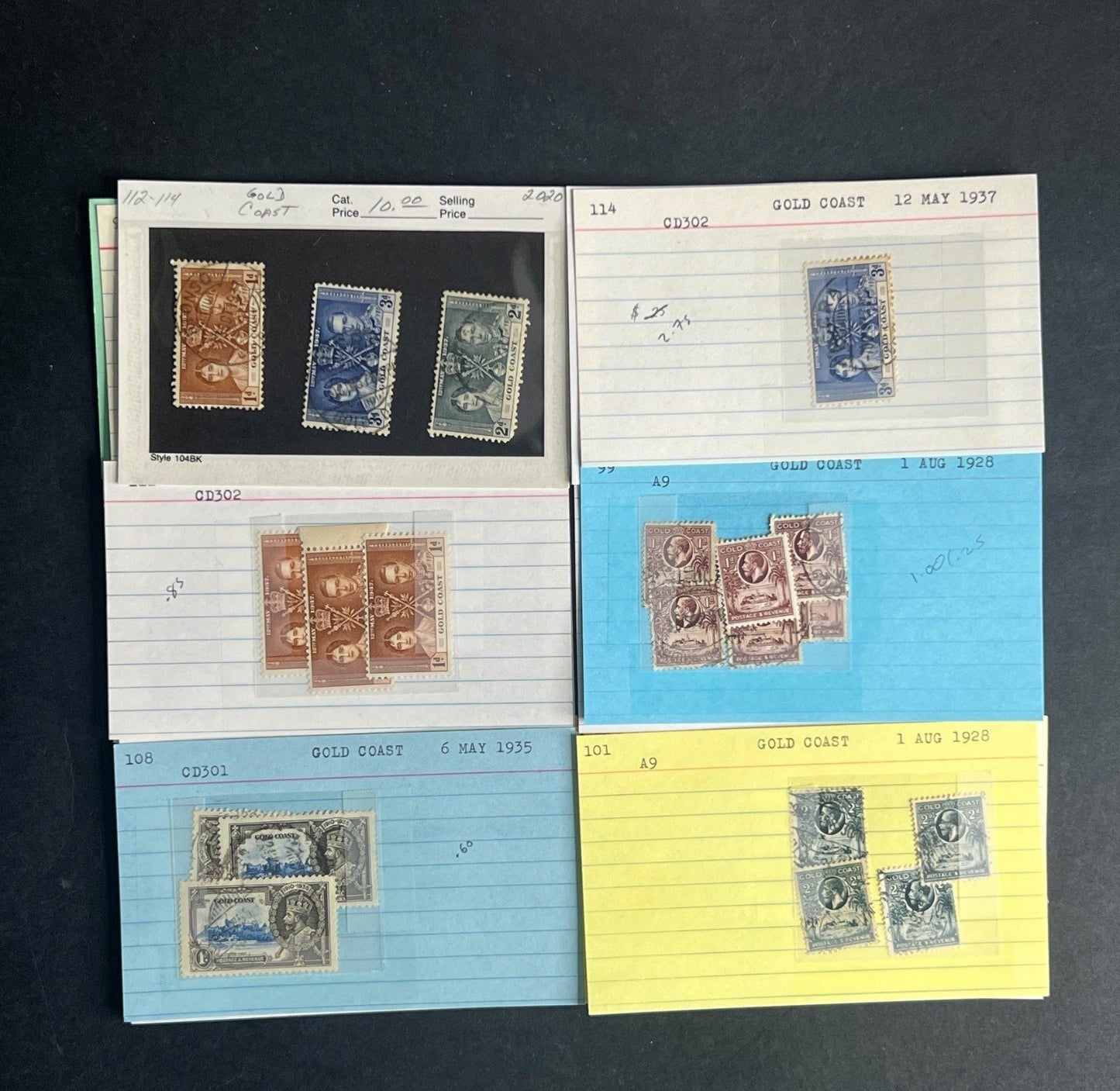 Gold Coast Stamp Collection Dealer Cards $216 CV Mint & Used ZAYIX