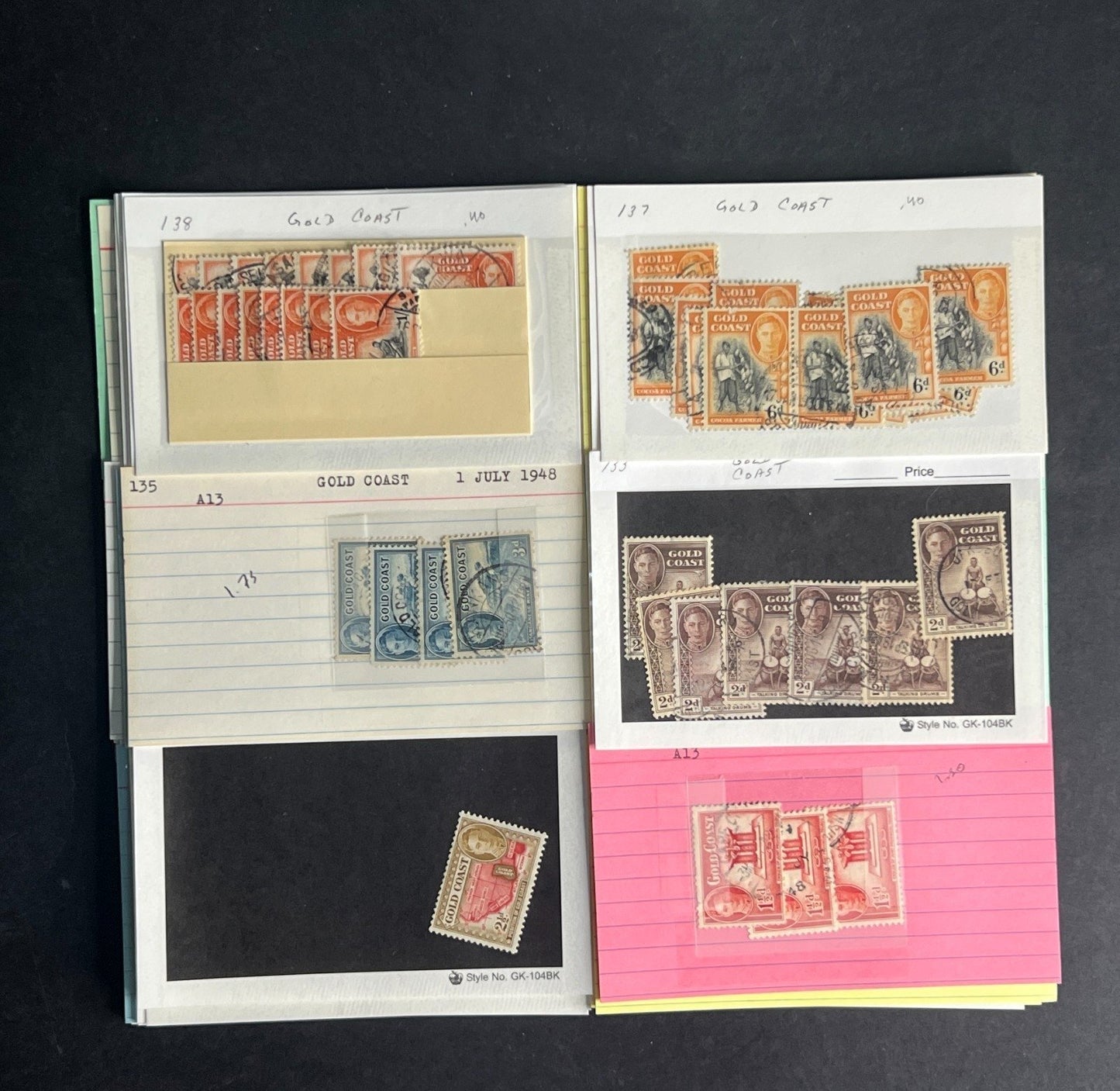 Gold Coast Stamp Collection Dealer Cards $216 CV Mint & Used ZAYIX