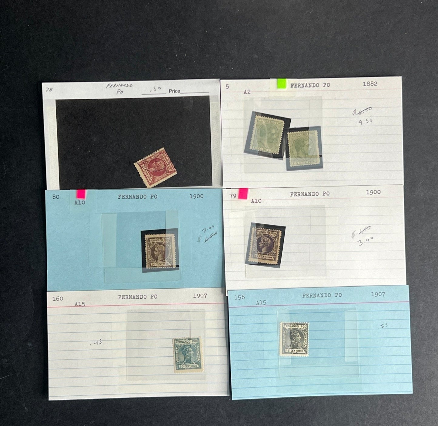 Fernando Po Stamp Collection Dealer Cards $96 CV Mint & Used ZAYIX