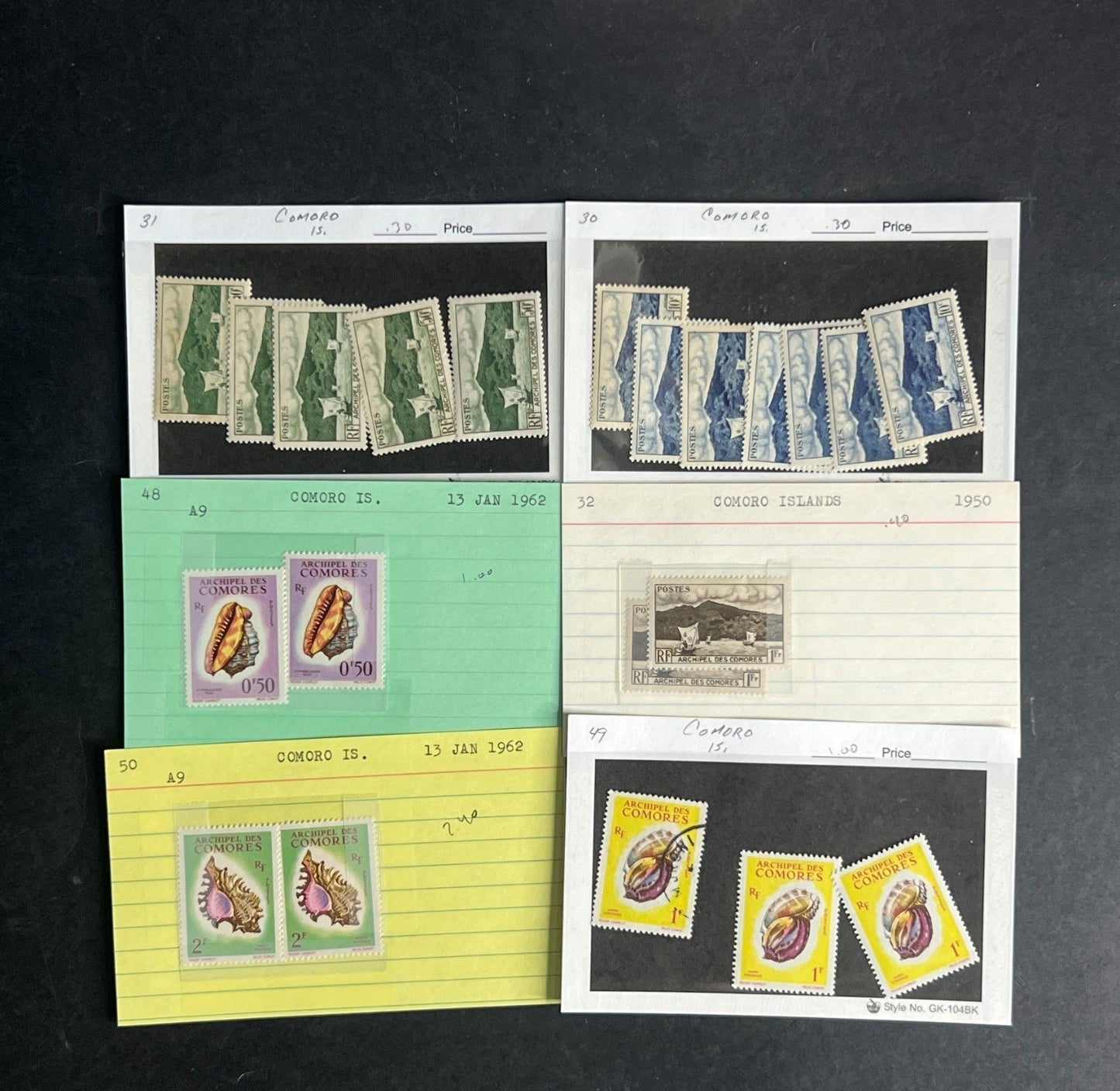 Comoro Islands Stamp Collection Dealer Cards $154 CV Mint & Used ZAYIX