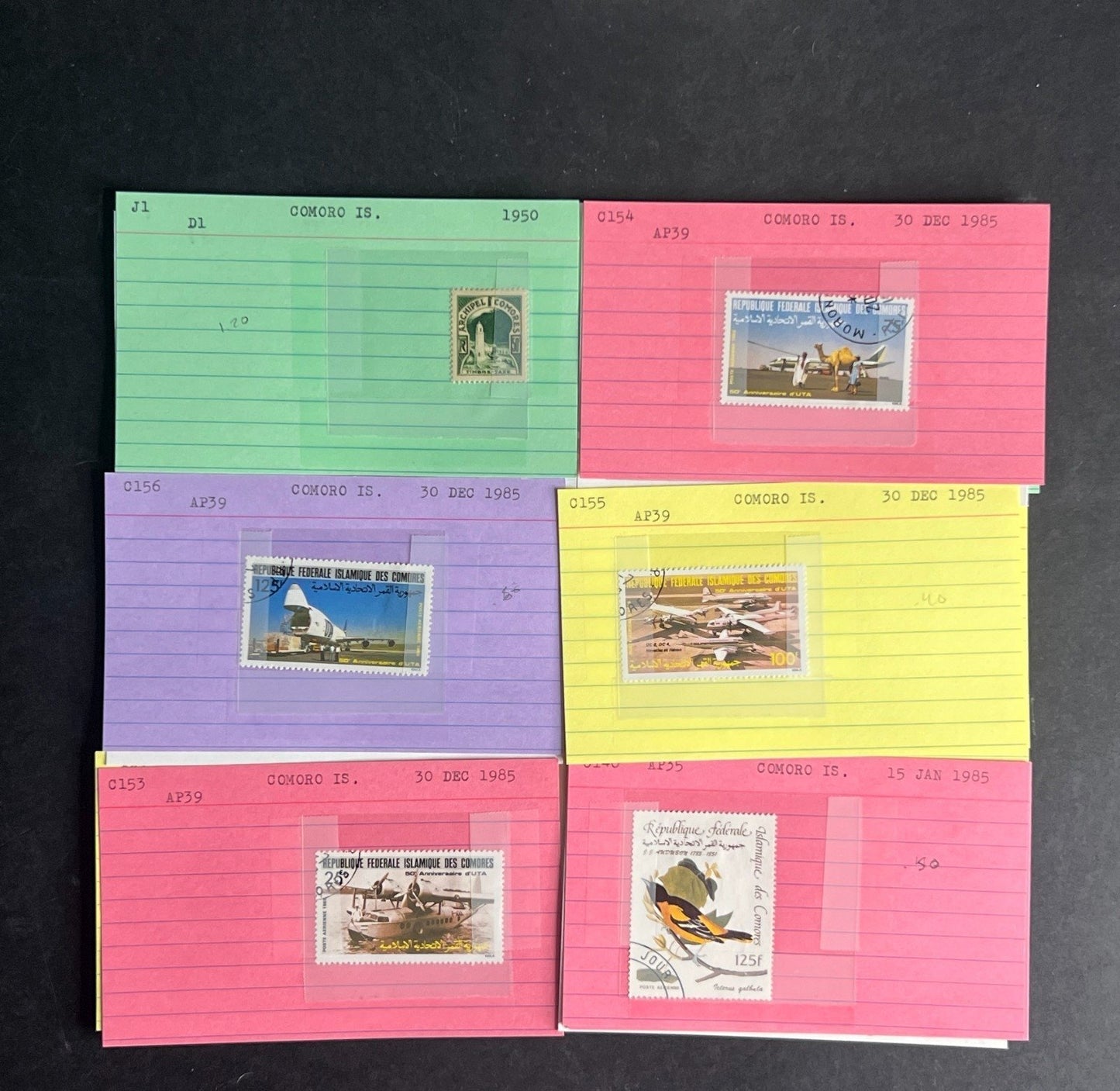 Comoro Islands Stamp Collection Dealer Cards $154 CV Mint & Used ZAYIX