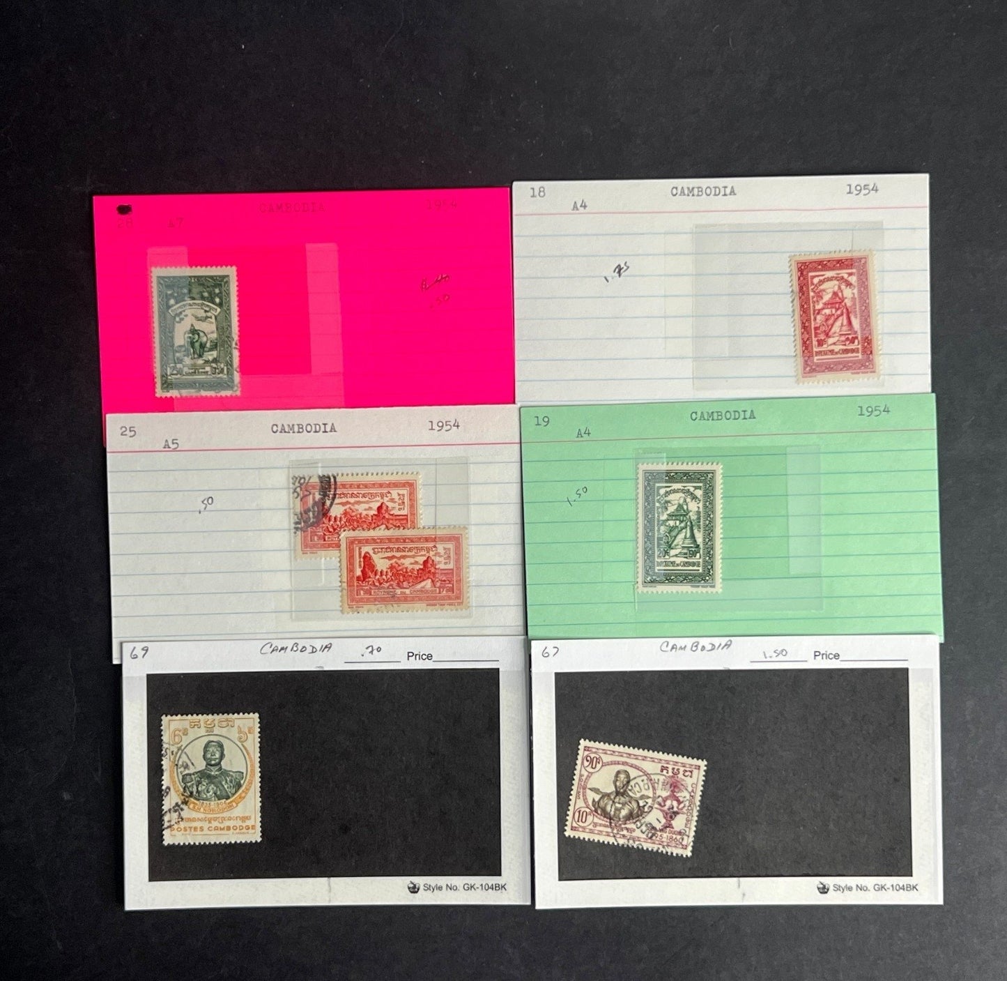 Cambodia Stamp Collection Dealer Cards $70 CV Mint & Used ZAYIX
