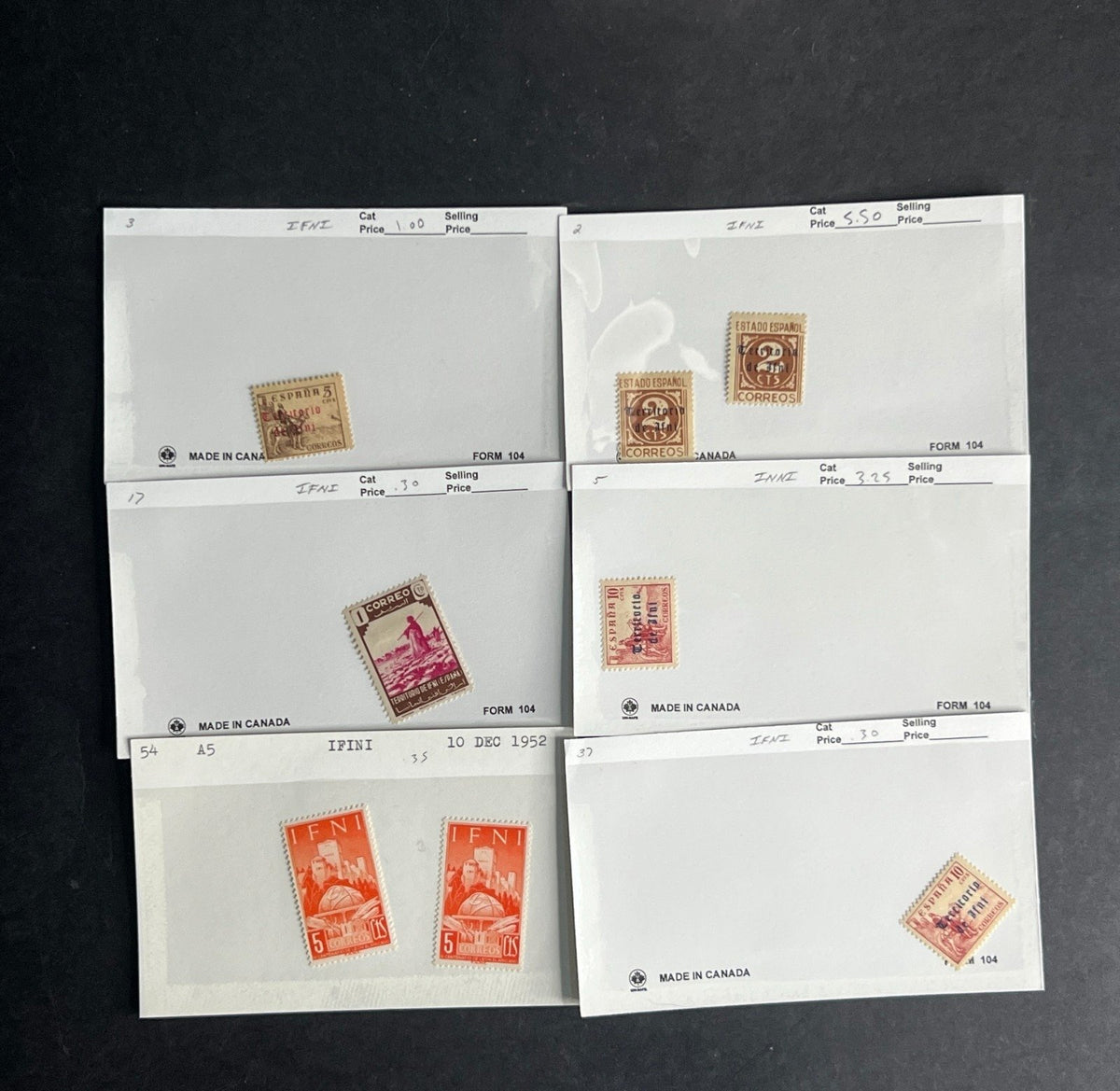 IFNI Stamp Collection Dealer Cards $87 CV Mint & Used ZAYIX
