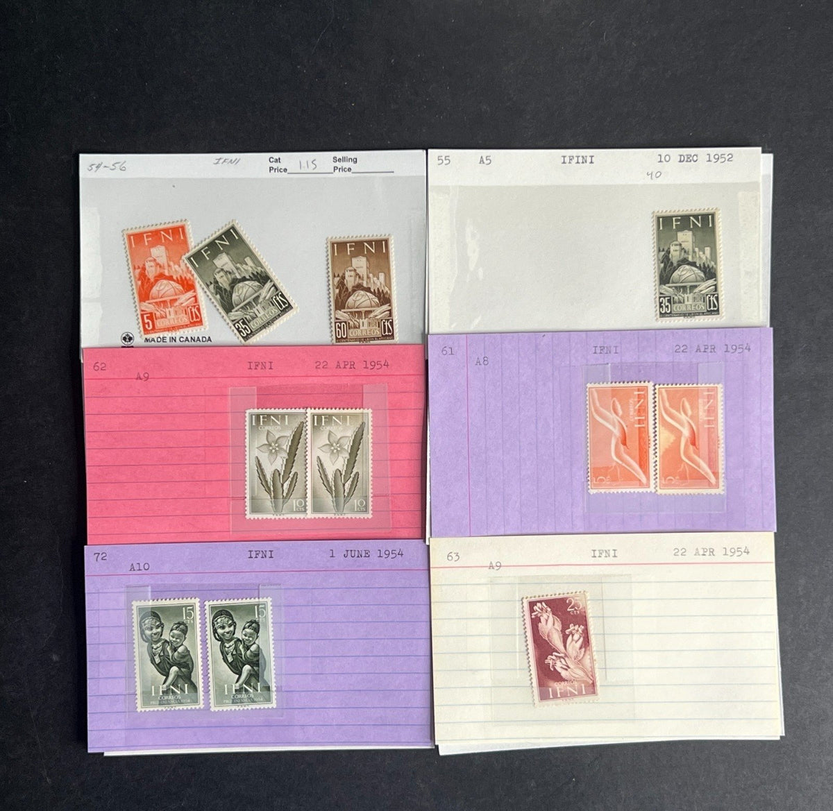 IFNI Stamp Collection Dealer Cards $87 CV Mint & Used ZAYIX