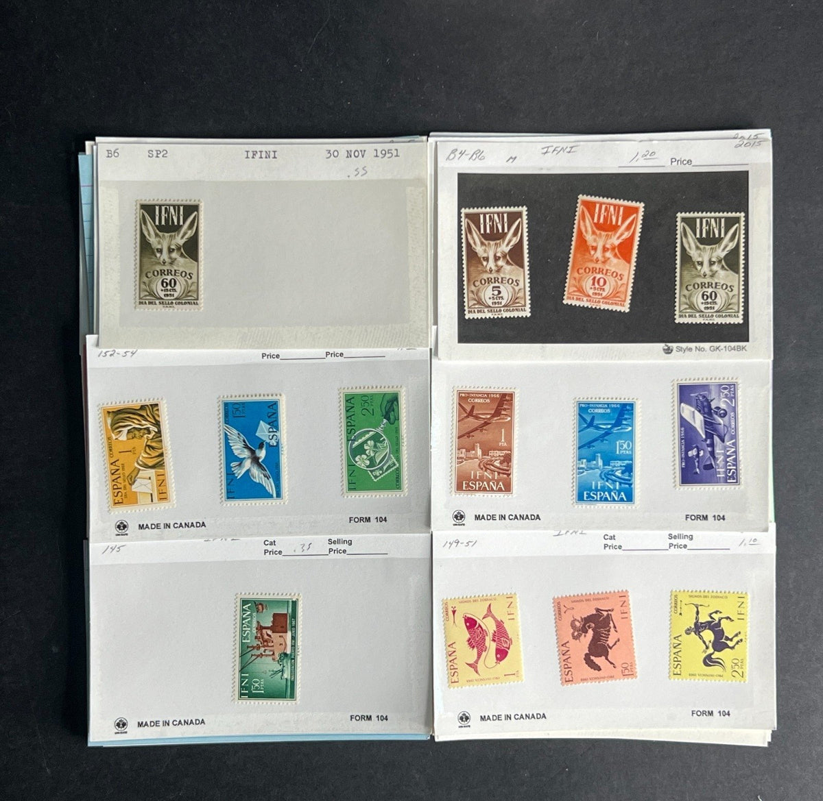 IFNI Stamp Collection Dealer Cards $87 CV Mint & Used ZAYIX