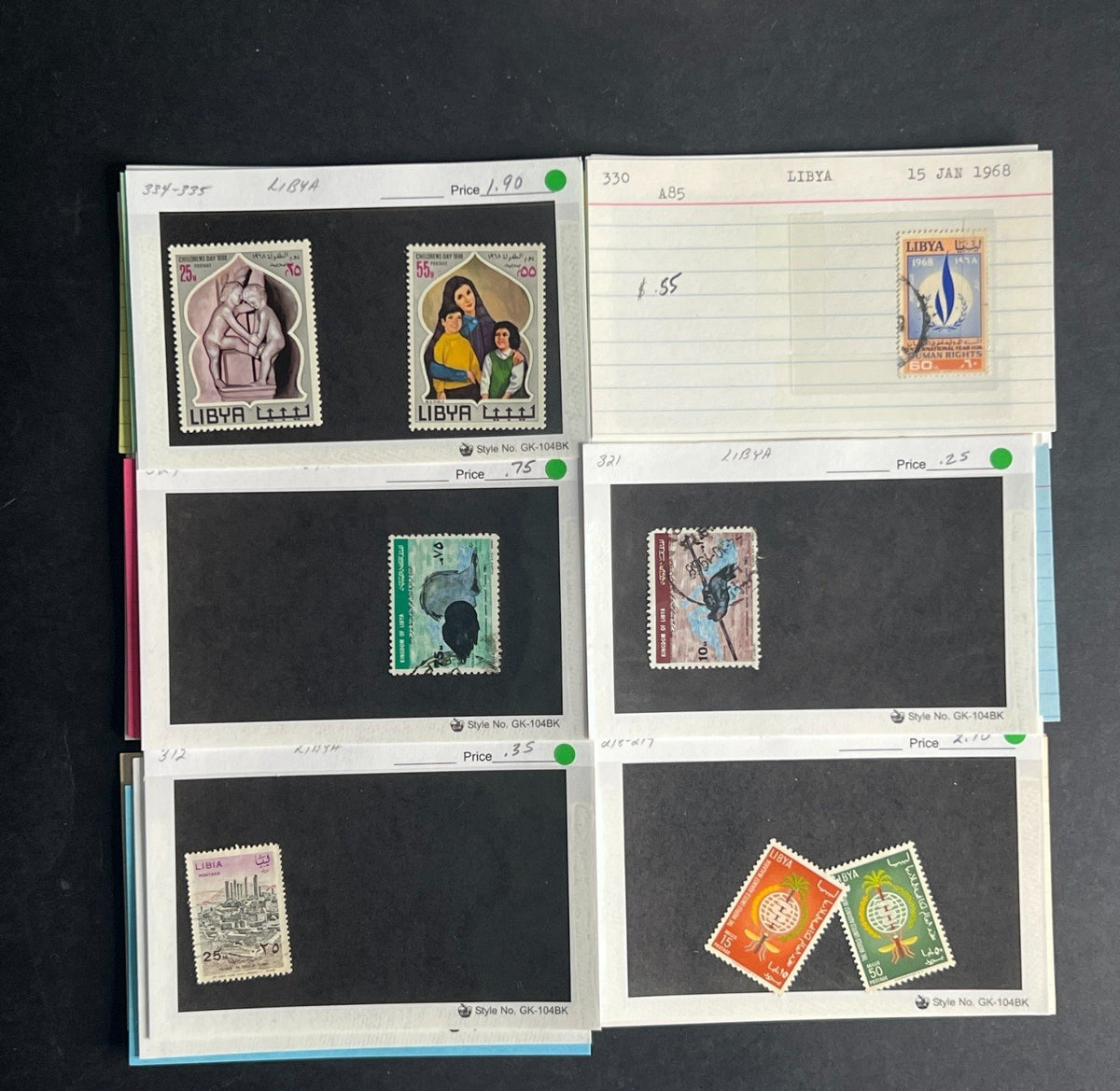 Libya Stamp Collection Dealer Cards $91 CV Mint & Used ZAYIX