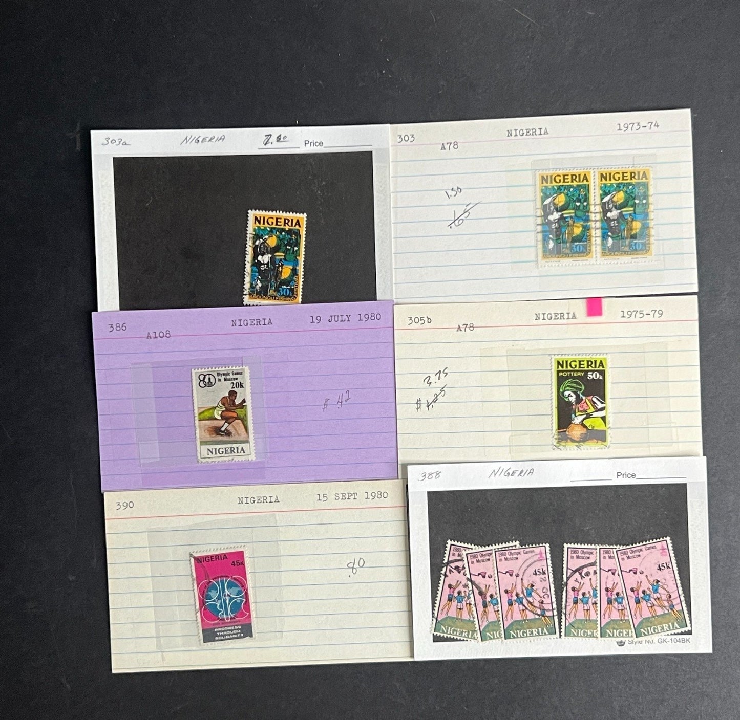 Nigeria Stamp Collection Dealer Cards $70 CV Mint & Used ZAYIX