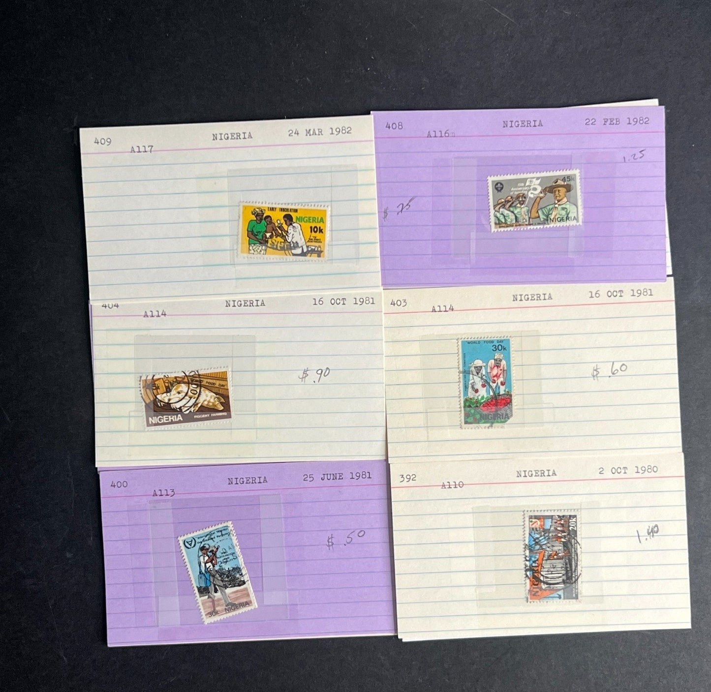 Nigeria Stamp Collection Dealer Cards $70 CV Mint & Used ZAYIX