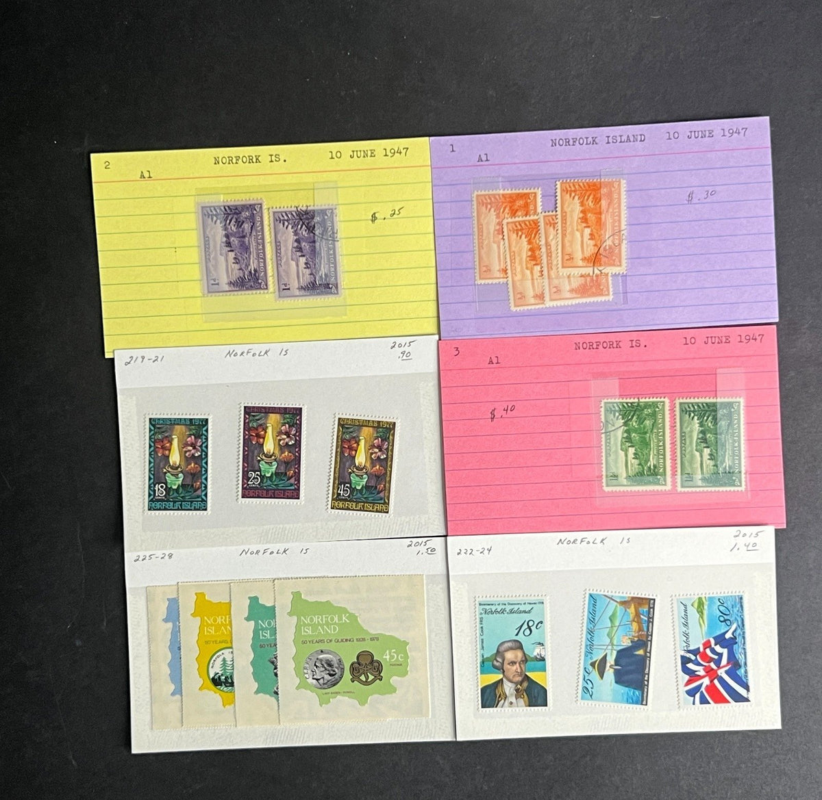 Norfolk Island Stamp Collection Dealer Cards $312 CV Mint & Used ZAYIX