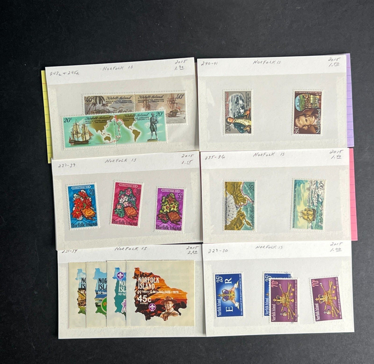 Norfolk Island Stamp Collection Dealer Cards $312 CV Mint & Used ZAYIX