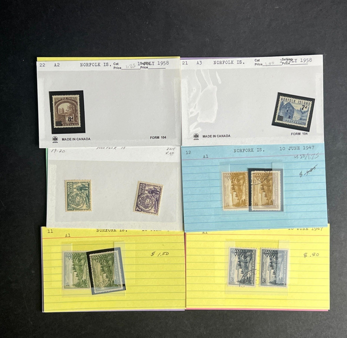 Norfolk Island Stamp Collection Dealer Cards $312 CV Mint & Used ZAYIX