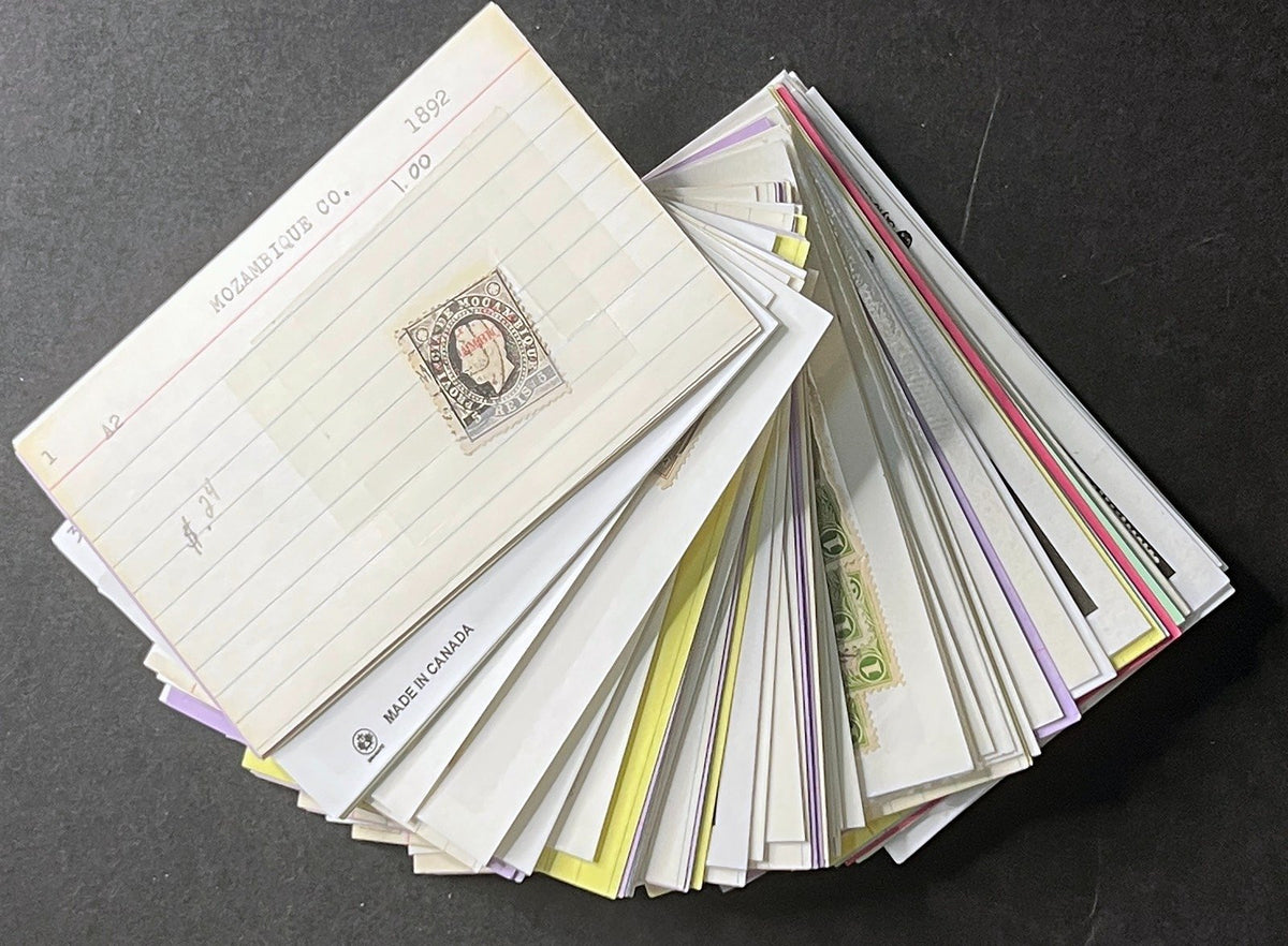 Mozambique Co. Stamp Collection Dealer Cards $155 CV Mint & Used ZAYIX
