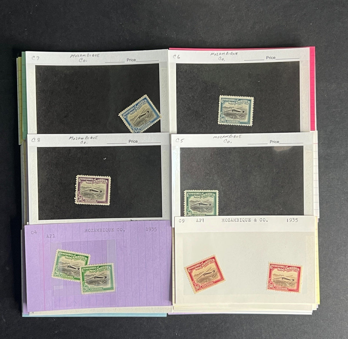 Mozambique Co. Stamp Collection Dealer Cards $155 CV Mint & Used ZAYIX