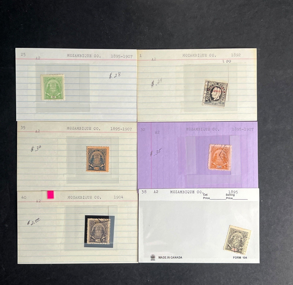 Mozambique Co. Stamp Collection Dealer Cards $155 CV Mint & Used ZAYIX