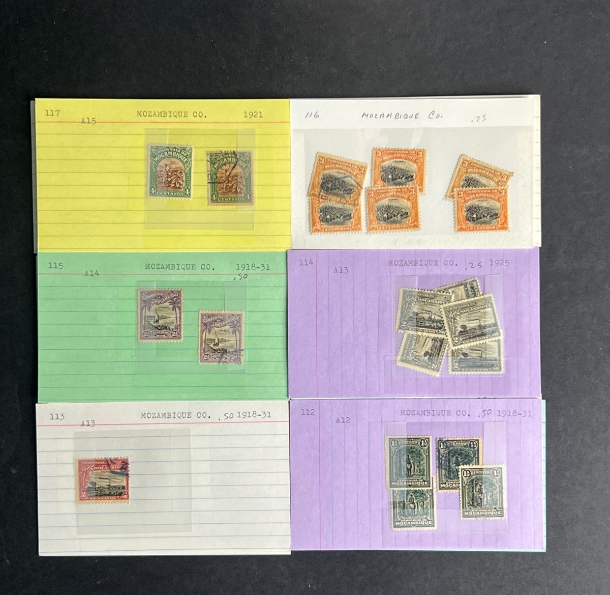 Mozambique Co. Stamp Collection Dealer Cards $155 CV Mint & Used ZAYIX