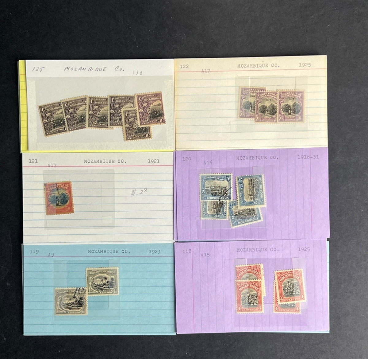 Mozambique Co. Stamp Collection Dealer Cards $155 CV Mint & Used ZAYIX