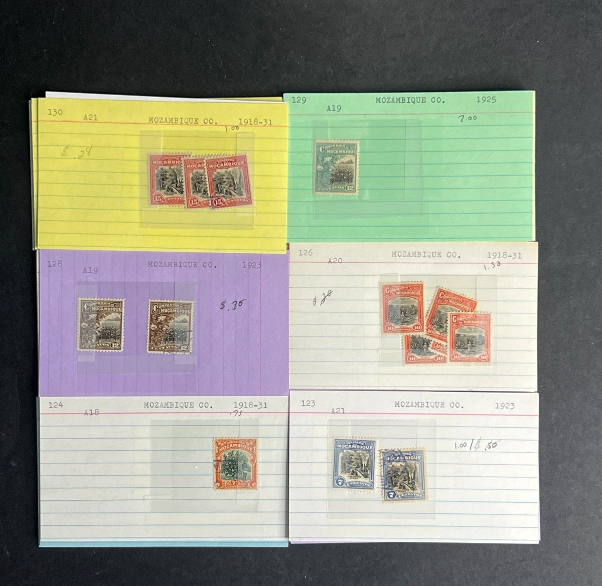Mozambique Co. Stamp Collection Dealer Cards $155 CV Mint & Used ZAYIX