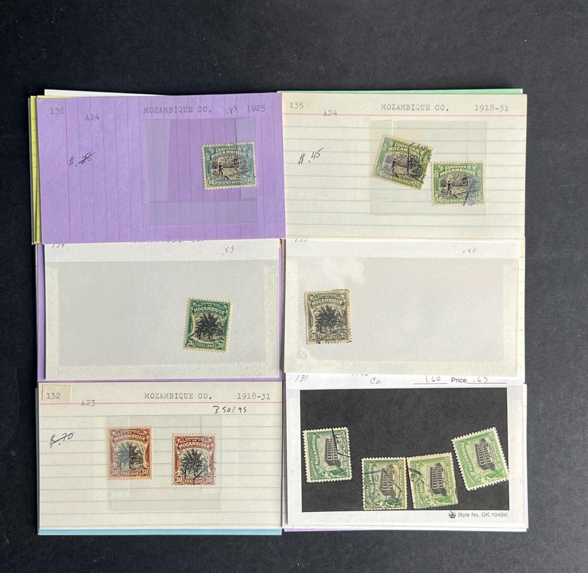 Mozambique Co. Stamp Collection Dealer Cards $155 CV Mint & Used ZAYIX