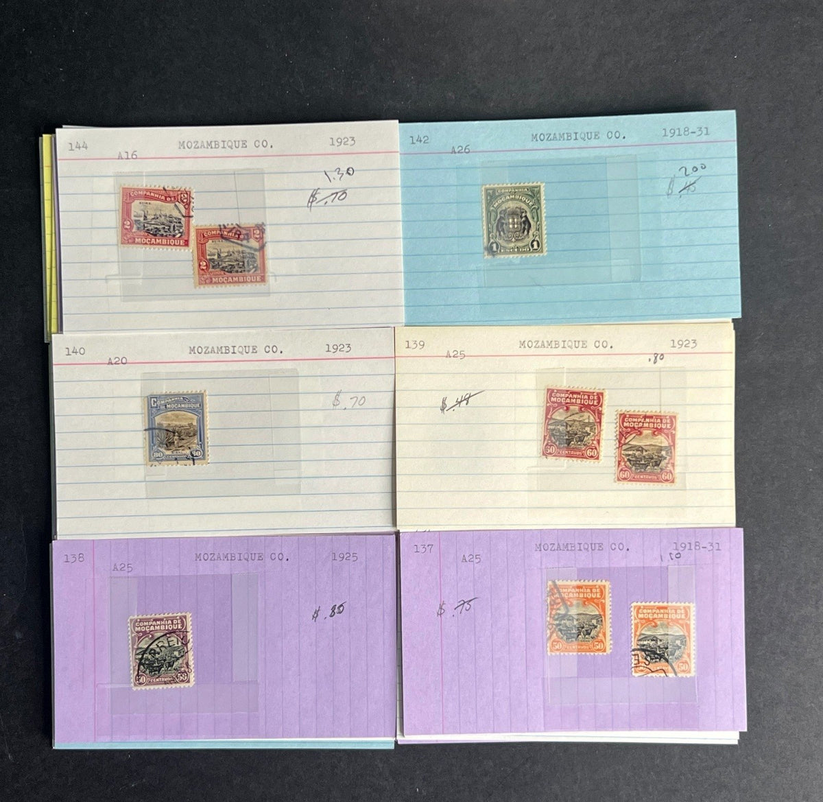Mozambique Co. Stamp Collection Dealer Cards $155 CV Mint & Used ZAYIX