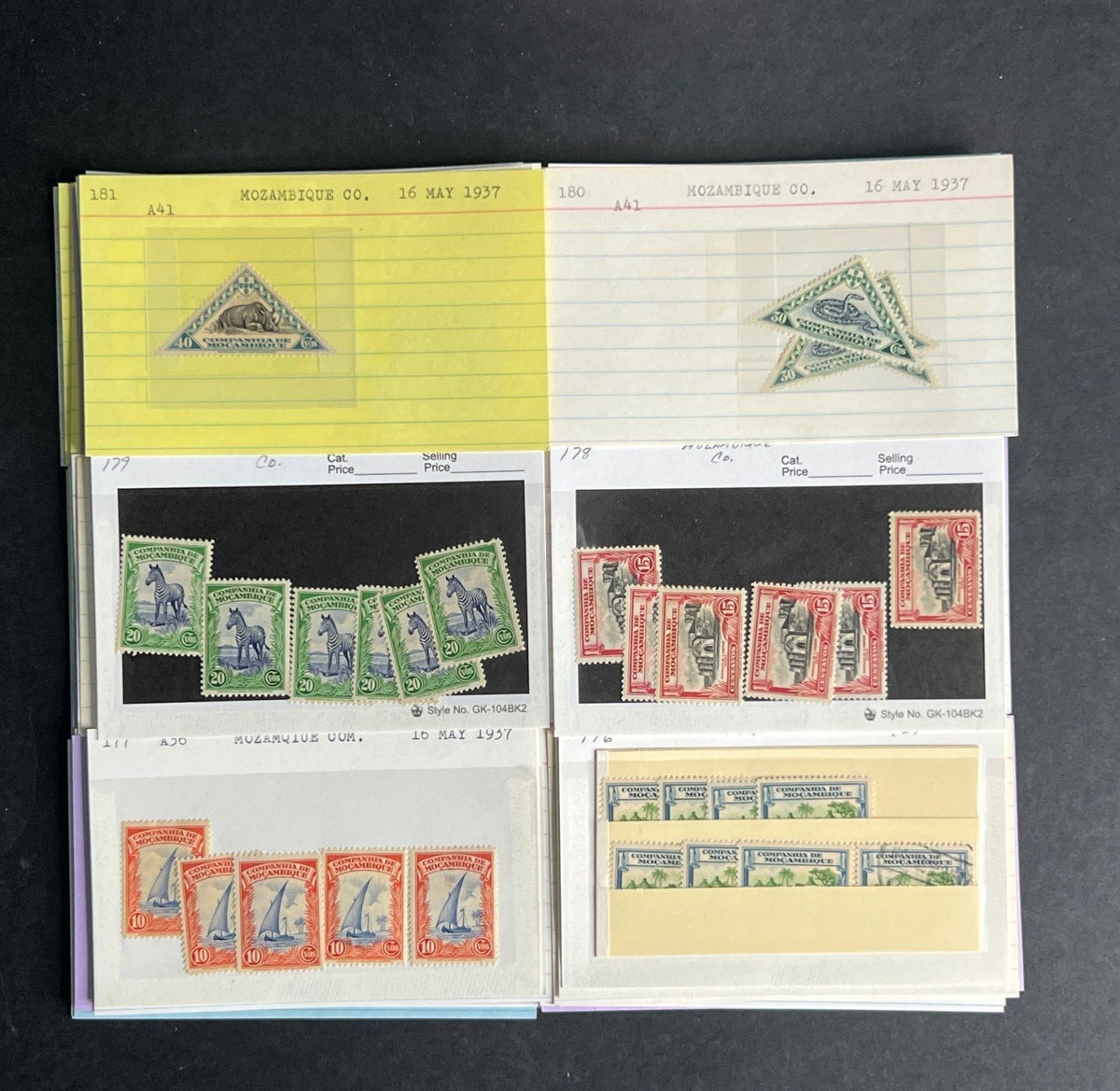 Mozambique Co. Stamp Collection Dealer Cards $155 CV Mint & Used ZAYIX