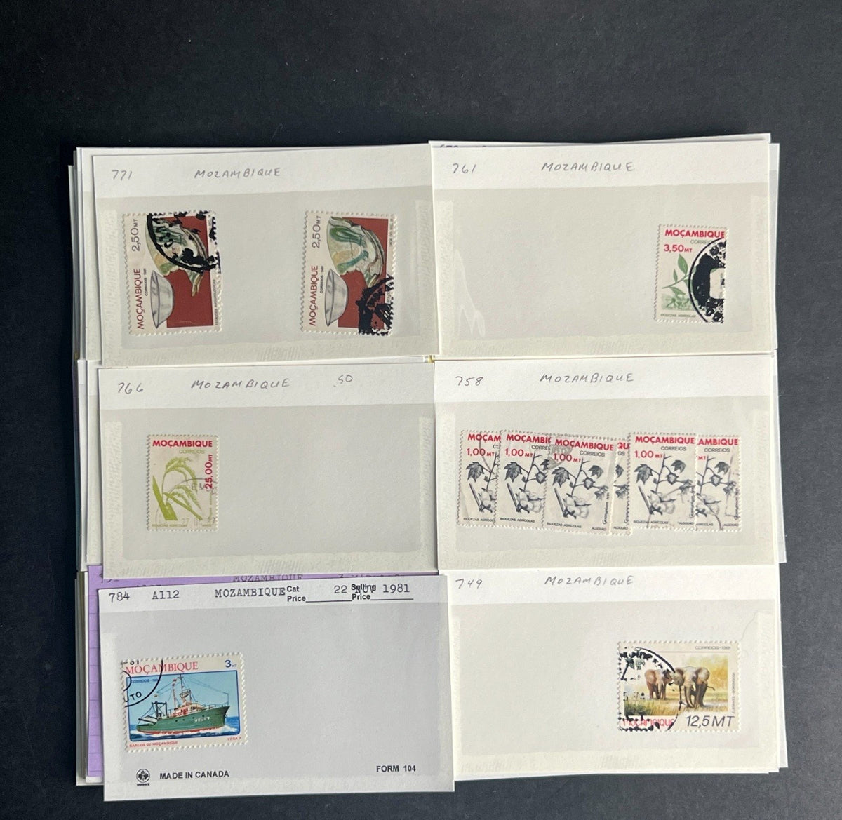 Mozambique Stamp Collection Dealer Cards $51 CV Mint & Used ZAYIX