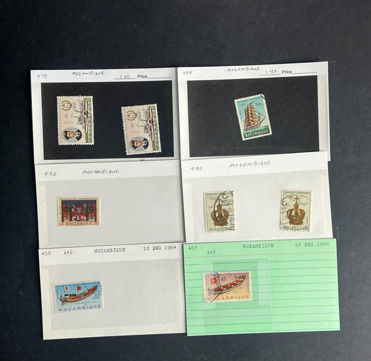Mozambique Stamp Collection Dealer Cards $51 CV Mint & Used ZAYIX