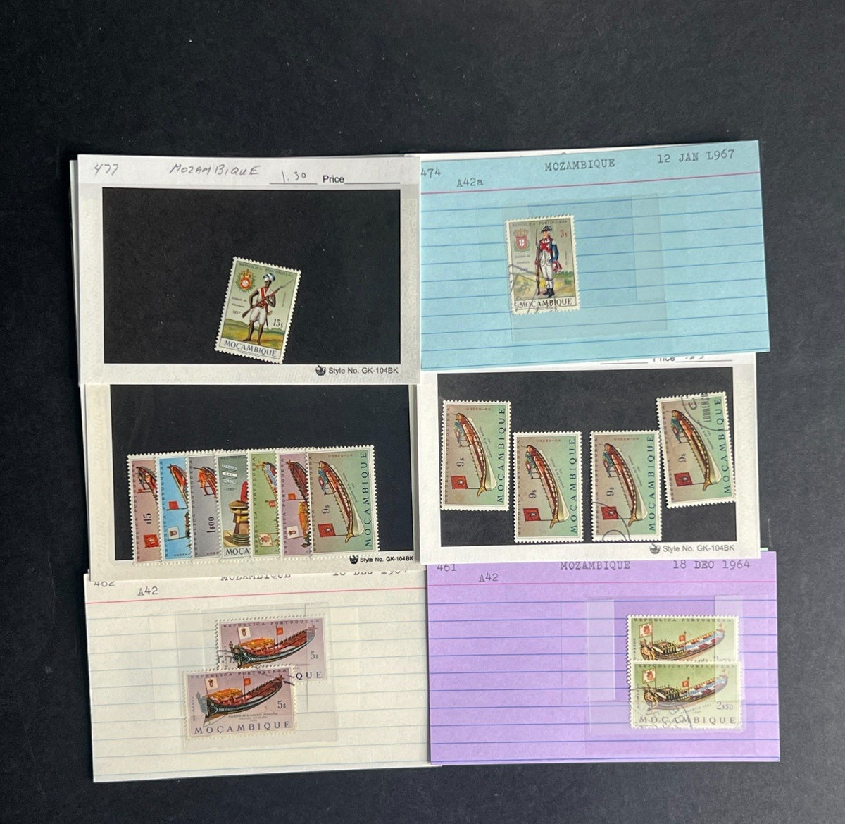 Mozambique Stamp Collection Dealer Cards $51 CV Mint & Used ZAYIX