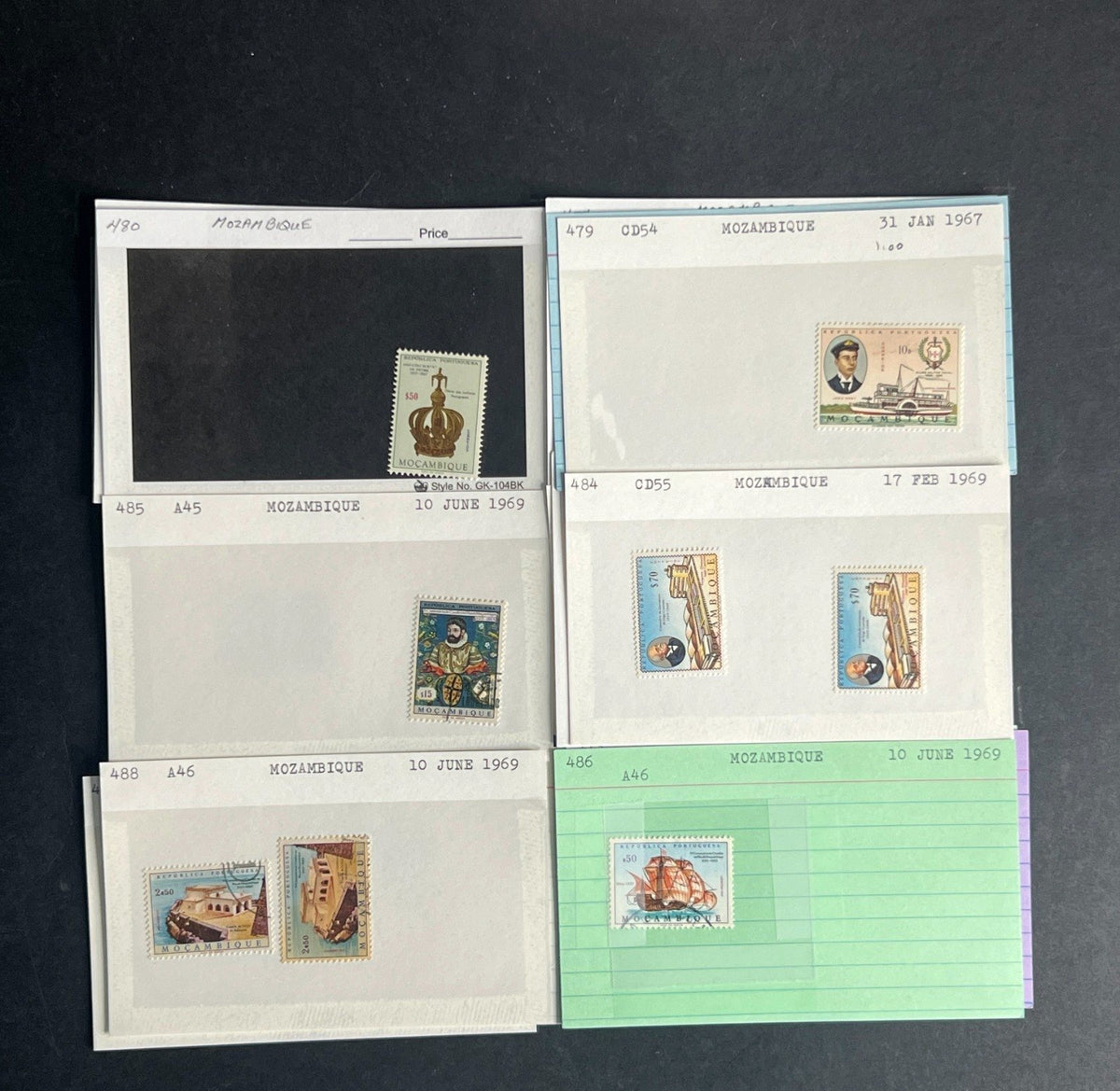 Mozambique Stamp Collection Dealer Cards $51 CV Mint & Used ZAYIX