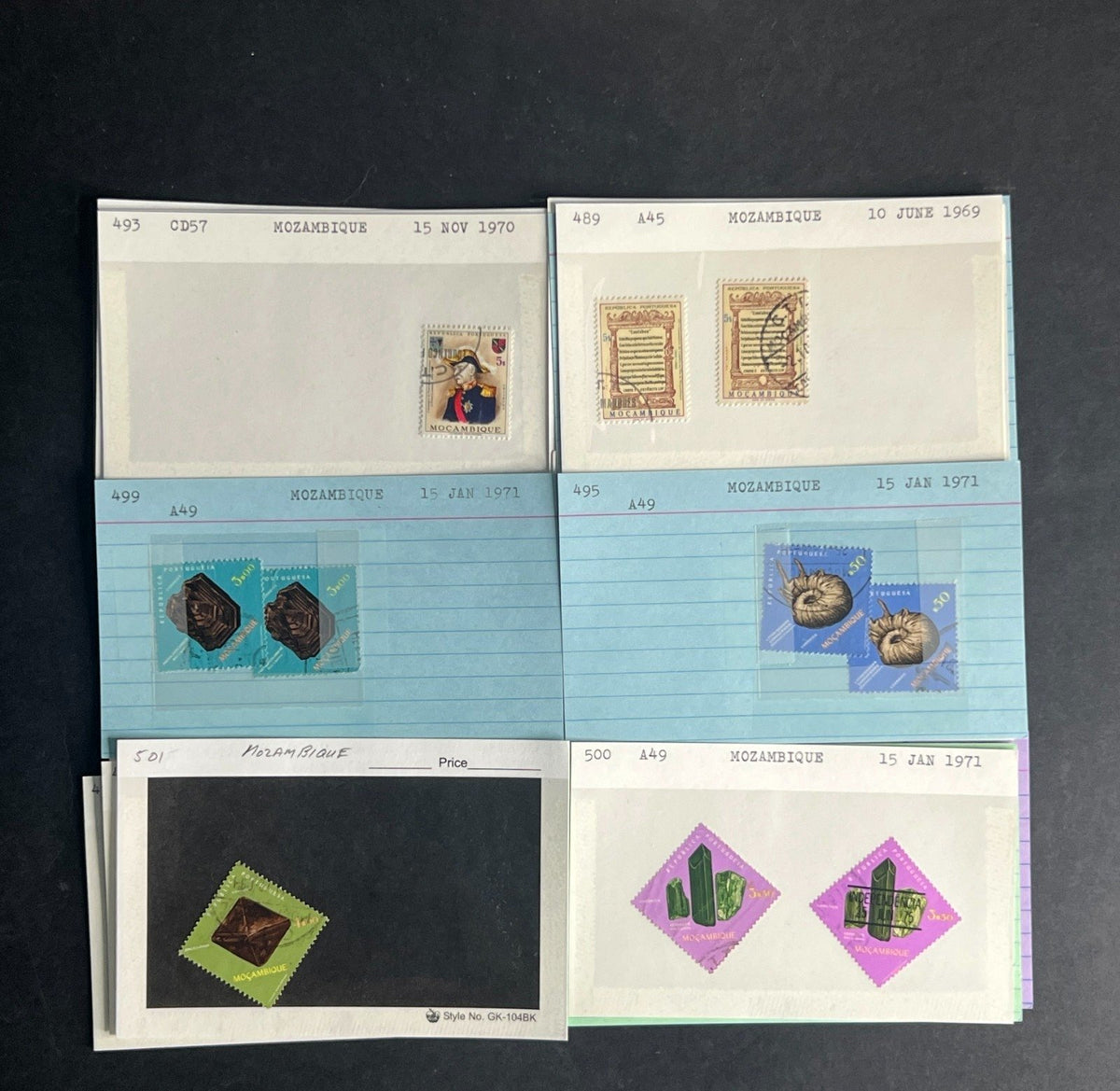 Mozambique Stamp Collection Dealer Cards $51 CV Mint & Used ZAYIX