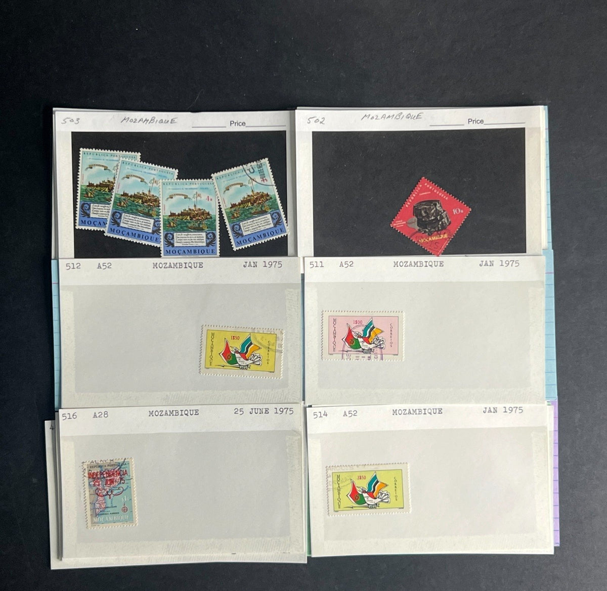 Mozambique Stamp Collection Dealer Cards $51 CV Mint & Used ZAYIX