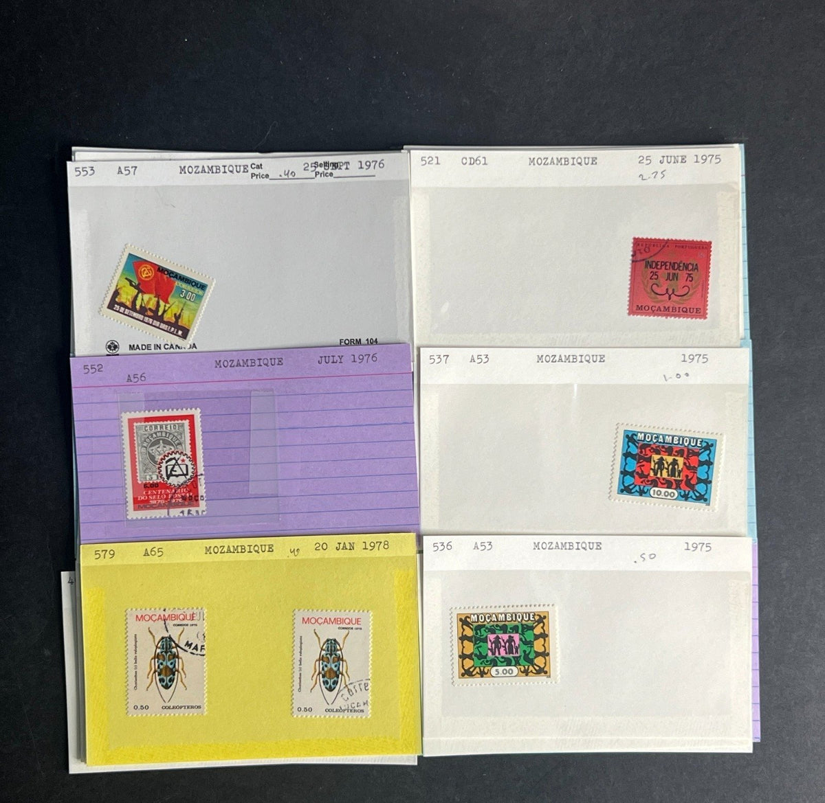 Mozambique Stamp Collection Dealer Cards $51 CV Mint & Used ZAYIX