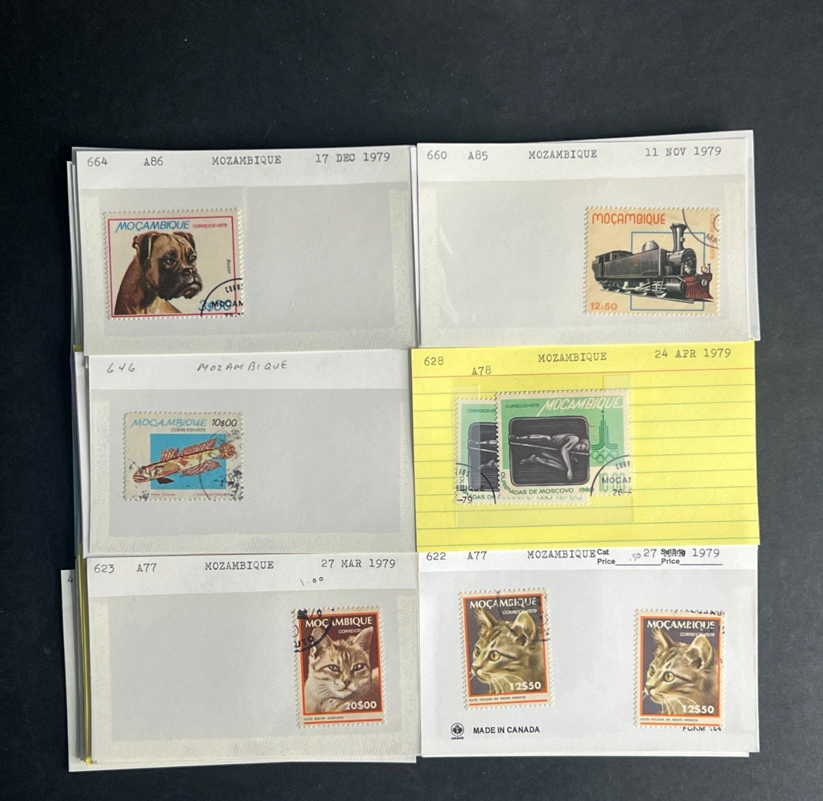 Mozambique Stamp Collection Dealer Cards $51 CV Mint & Used ZAYIX