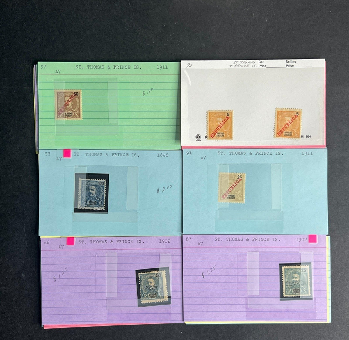 St. Thomas Stamp Collection Dealer Cards $147 CV Mint & Used ZAYIX