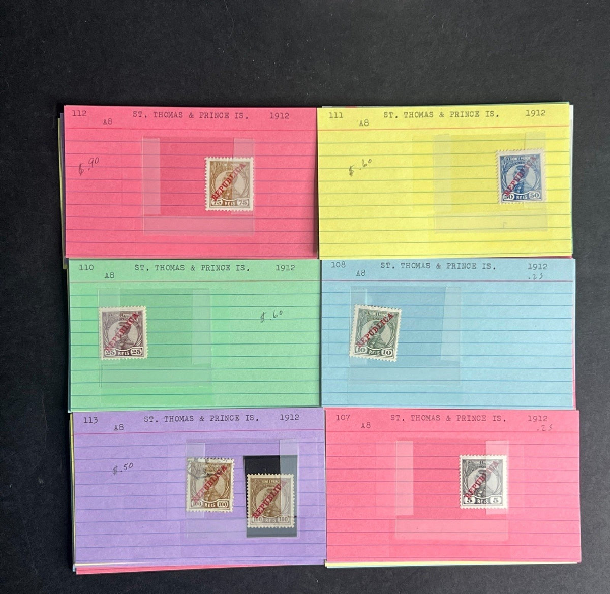 St. Thomas Stamp Collection Dealer Cards $147 CV Mint & Used ZAYIX