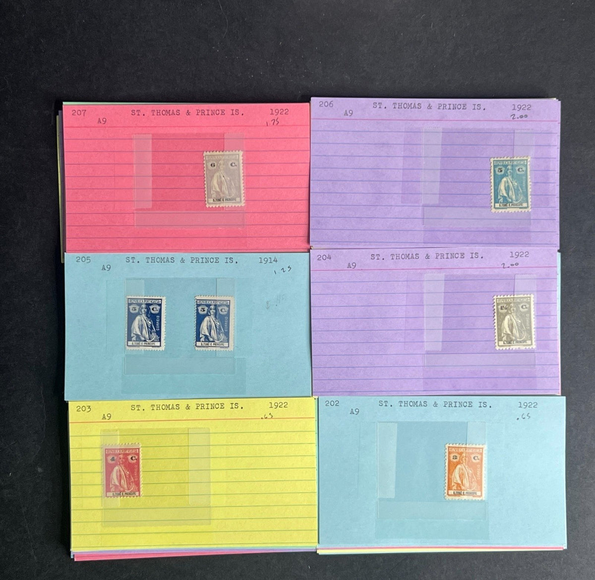 St. Thomas Stamp Collection Dealer Cards $147 CV Mint & Used ZAYIX