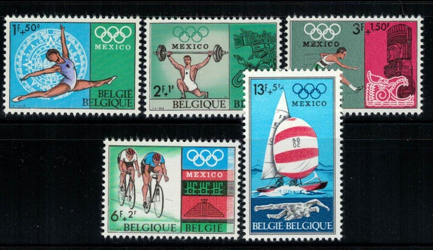 Belgium B824-B828 MNH Sports Olympics Sailboats Bicycles Track ZAYIX 031222S66