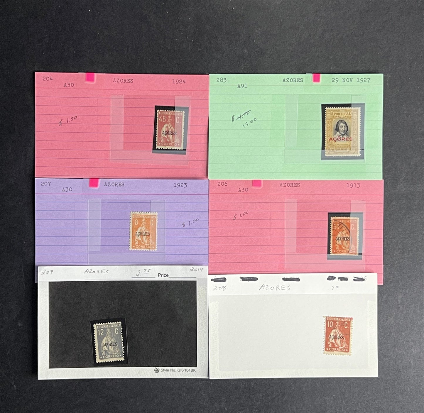 Azores Stamp Collection Dealer Cards $380 CV Mint & Used ZAYIX