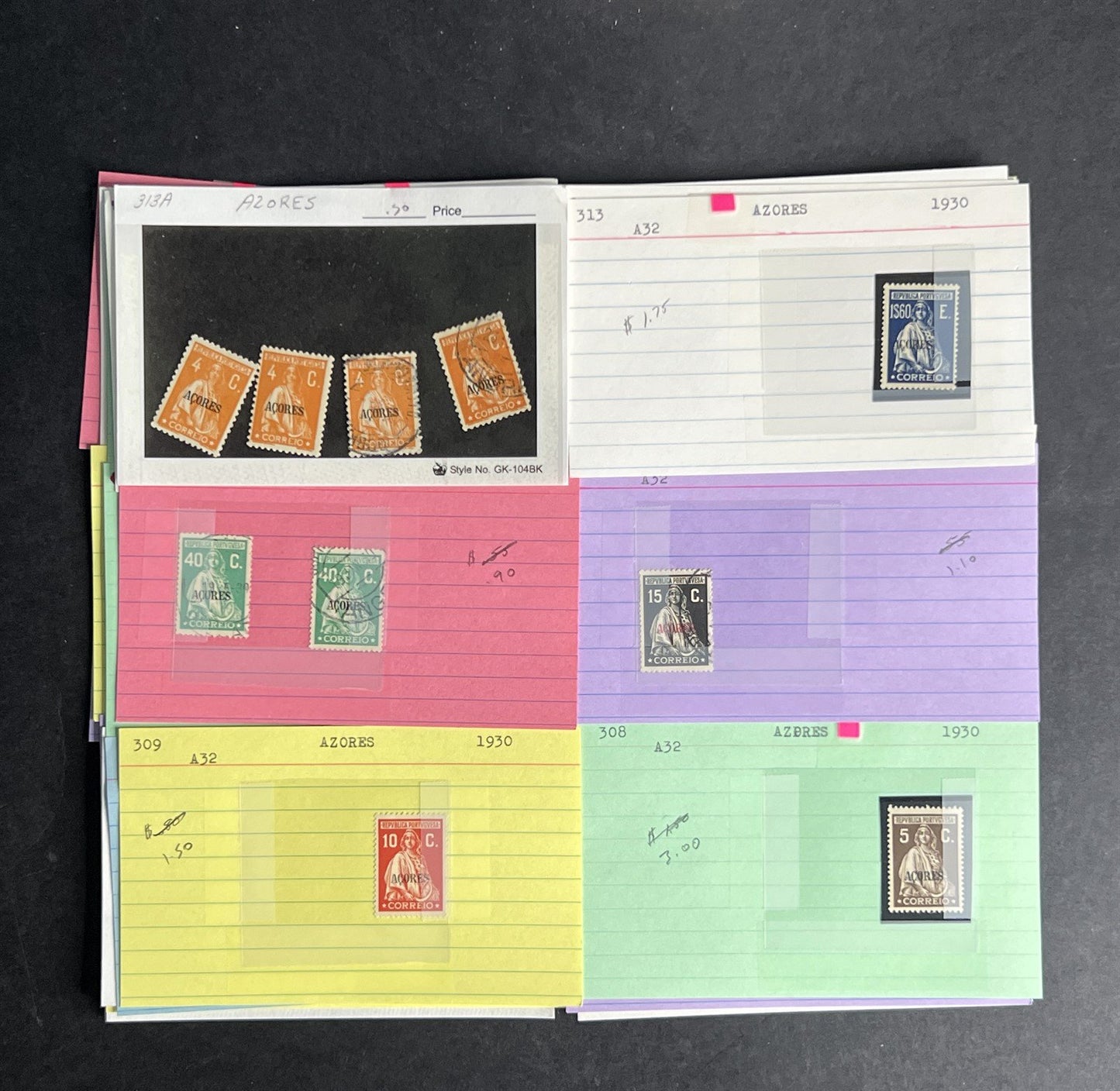 Azores Stamp Collection Dealer Cards $380 CV Mint & Used ZAYIX