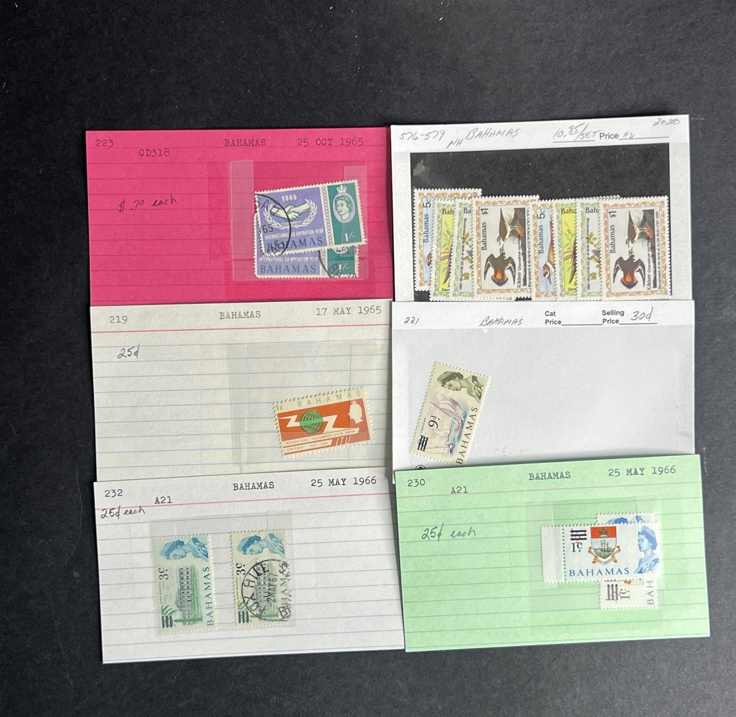 Bahamas Stamp Collection Dealer Cards $383 CV Mint & Used ZAYIX