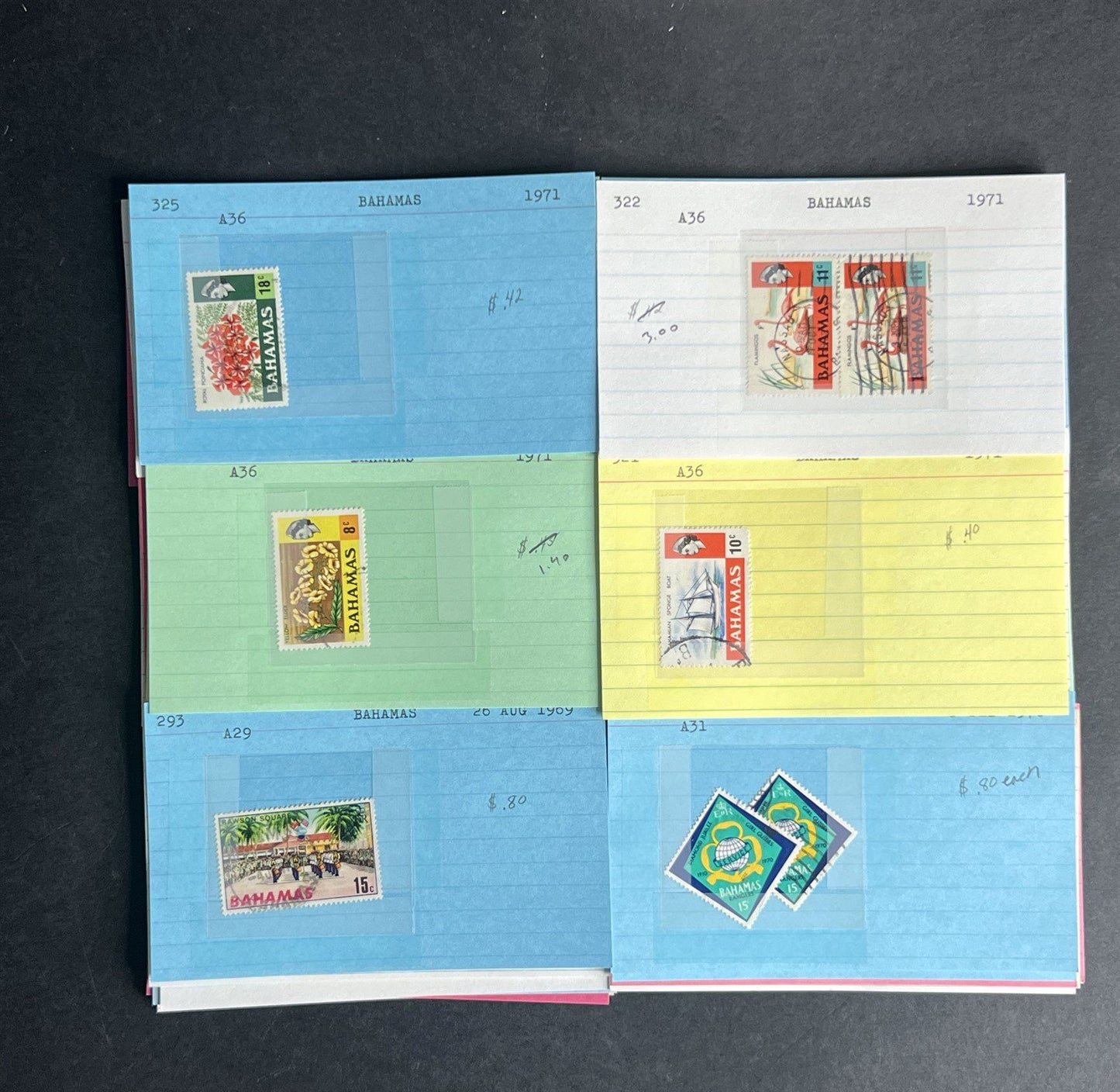 Bahamas Stamp Collection Dealer Cards $383 CV Mint & Used ZAYIX