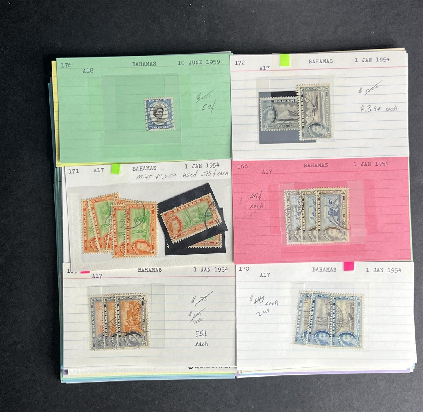 Bahamas Stamp Collection Dealer Cards $383 CV Mint & Used ZAYIX