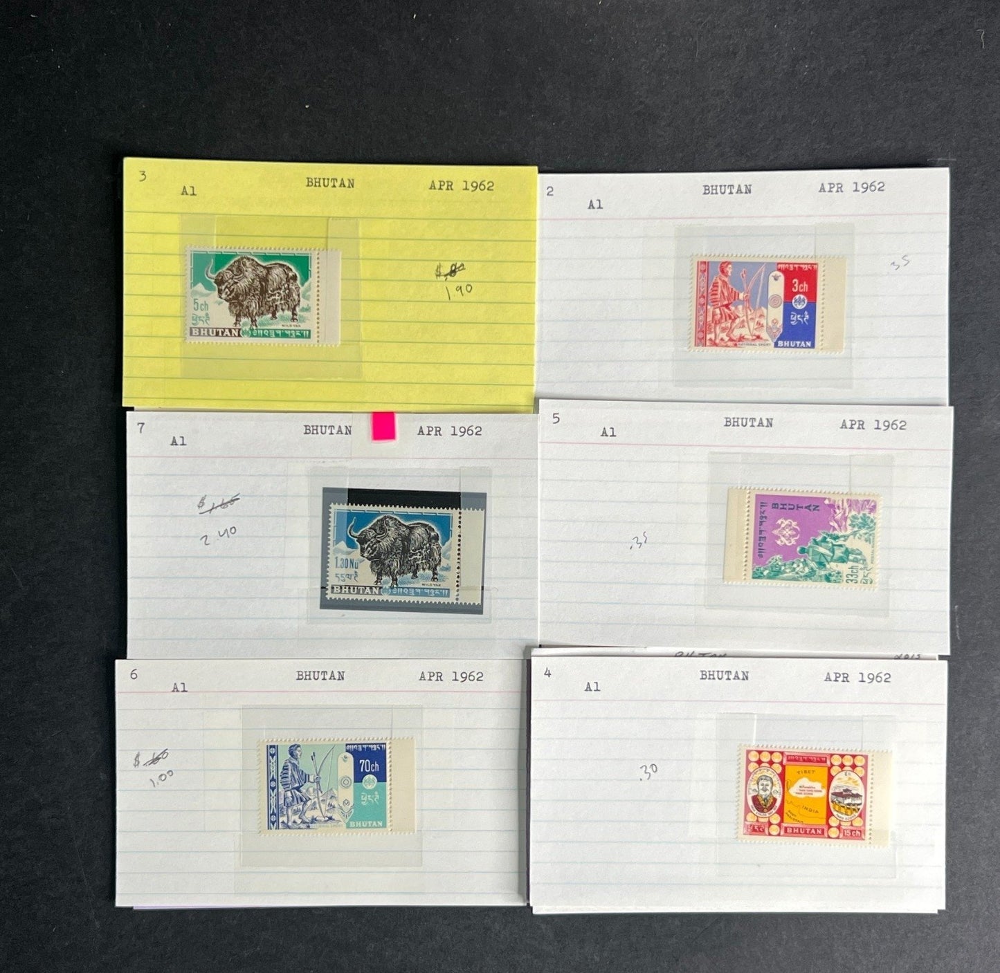 Bhutan Stamp Collection Dealer Cards $236 CV Mint & Used ZAYIX