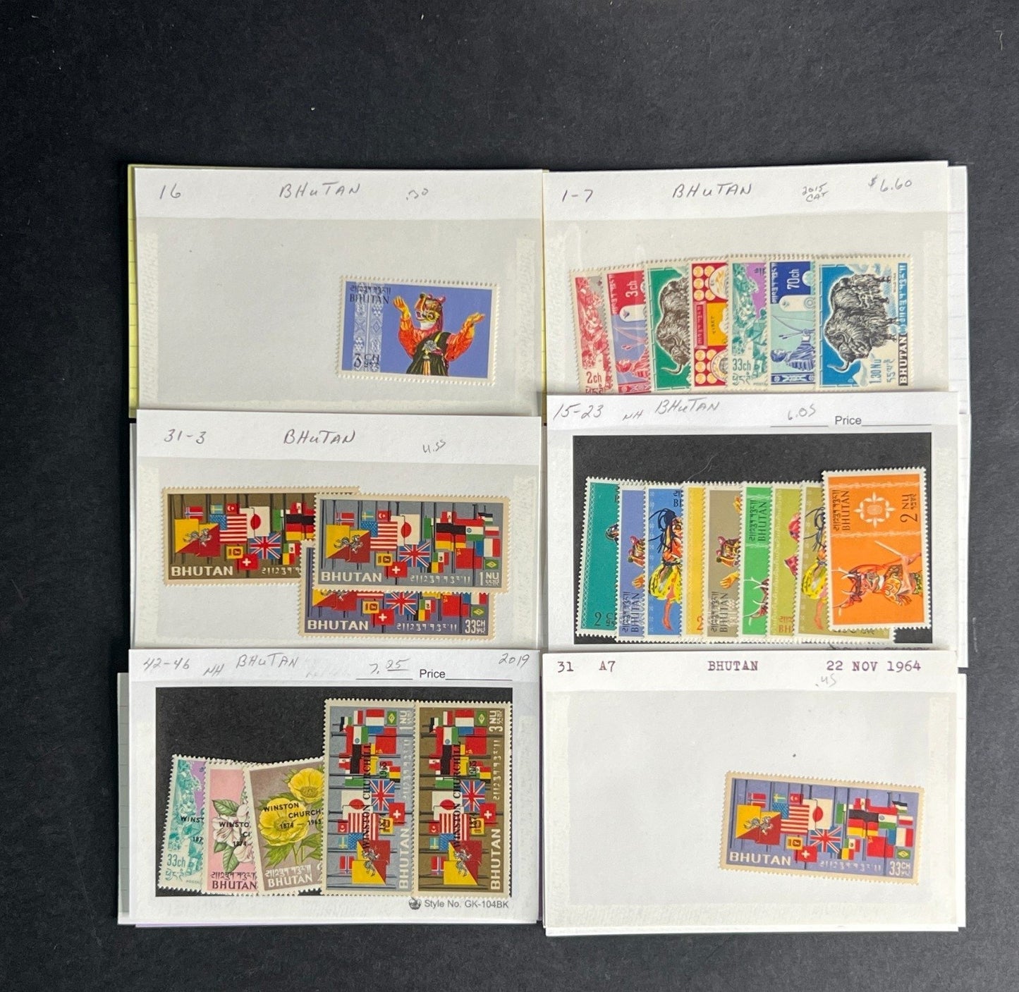 Bhutan Stamp Collection Dealer Cards $236 CV Mint & Used ZAYIX