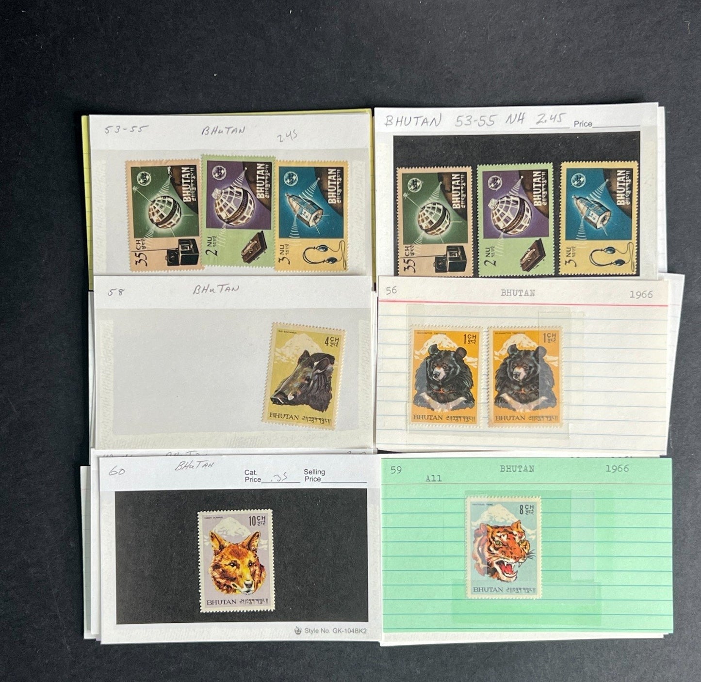 Bhutan Stamp Collection Dealer Cards $236 CV Mint & Used ZAYIX