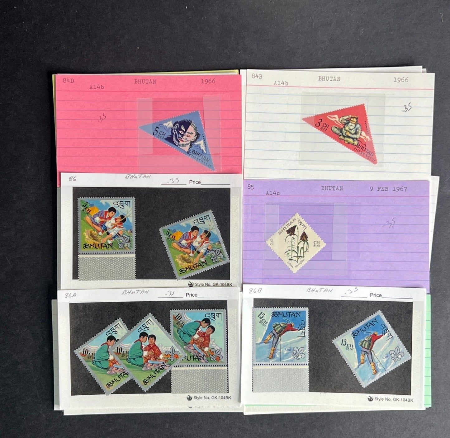Bhutan Stamp Collection Dealer Cards $236 CV Mint & Used ZAYIX