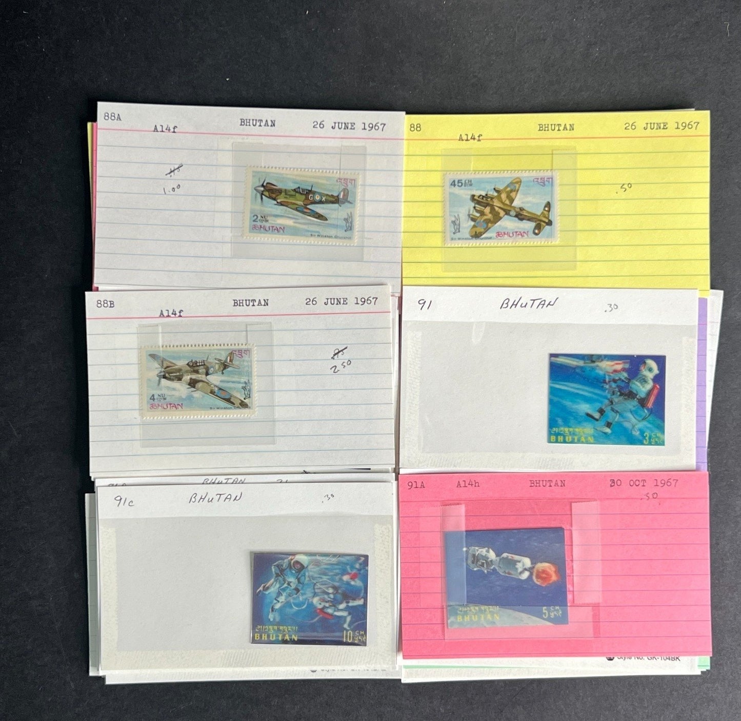 Bhutan Stamp Collection Dealer Cards $236 CV Mint & Used ZAYIX