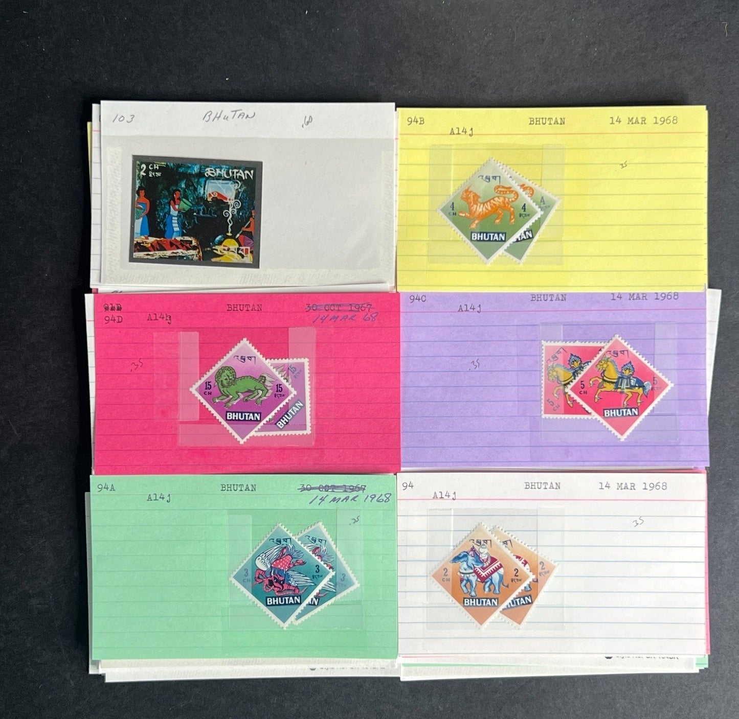Bhutan Stamp Collection Dealer Cards $236 CV Mint & Used ZAYIX