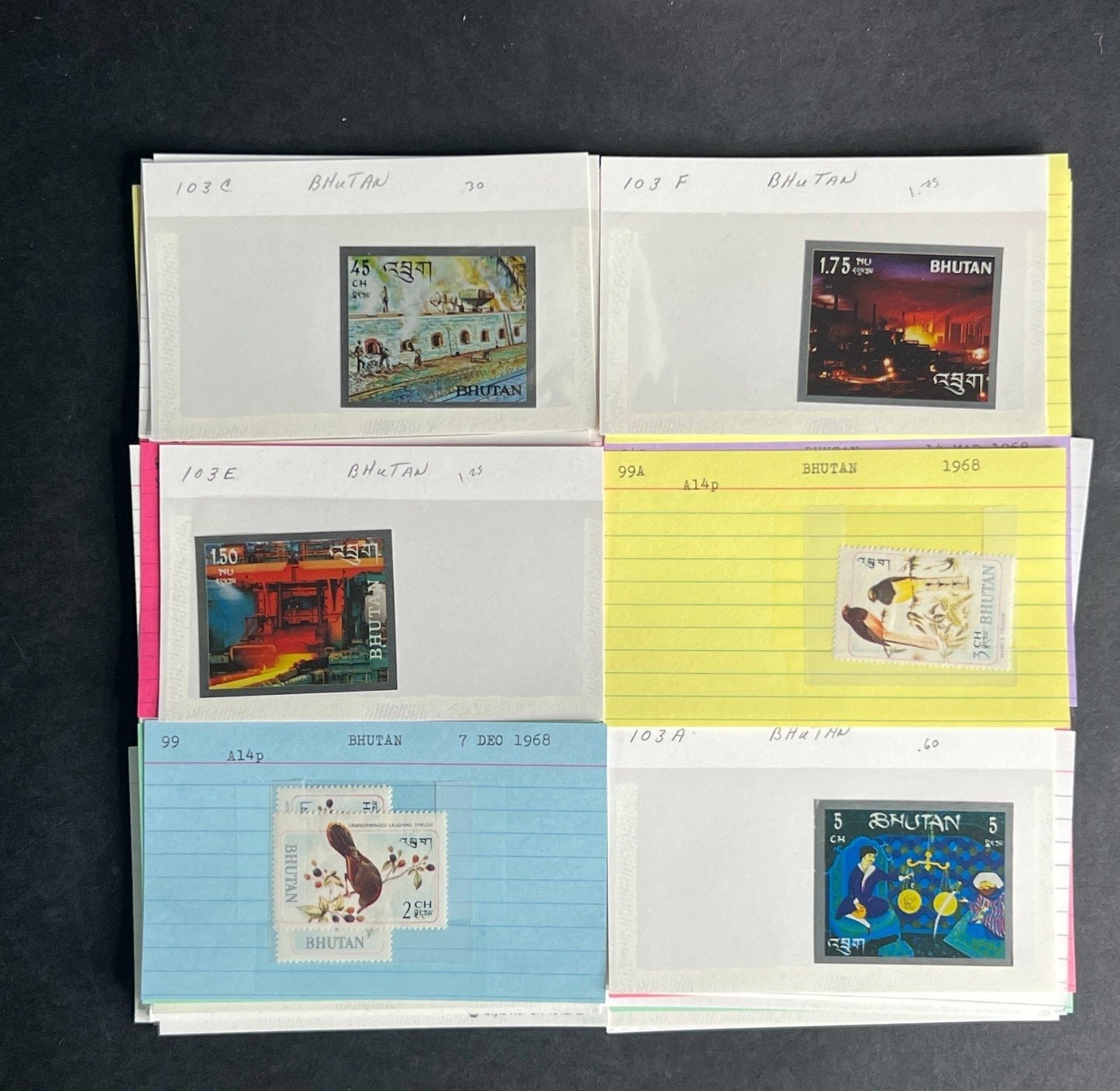 Bhutan Stamp Collection Dealer Cards $236 CV Mint & Used ZAYIX
