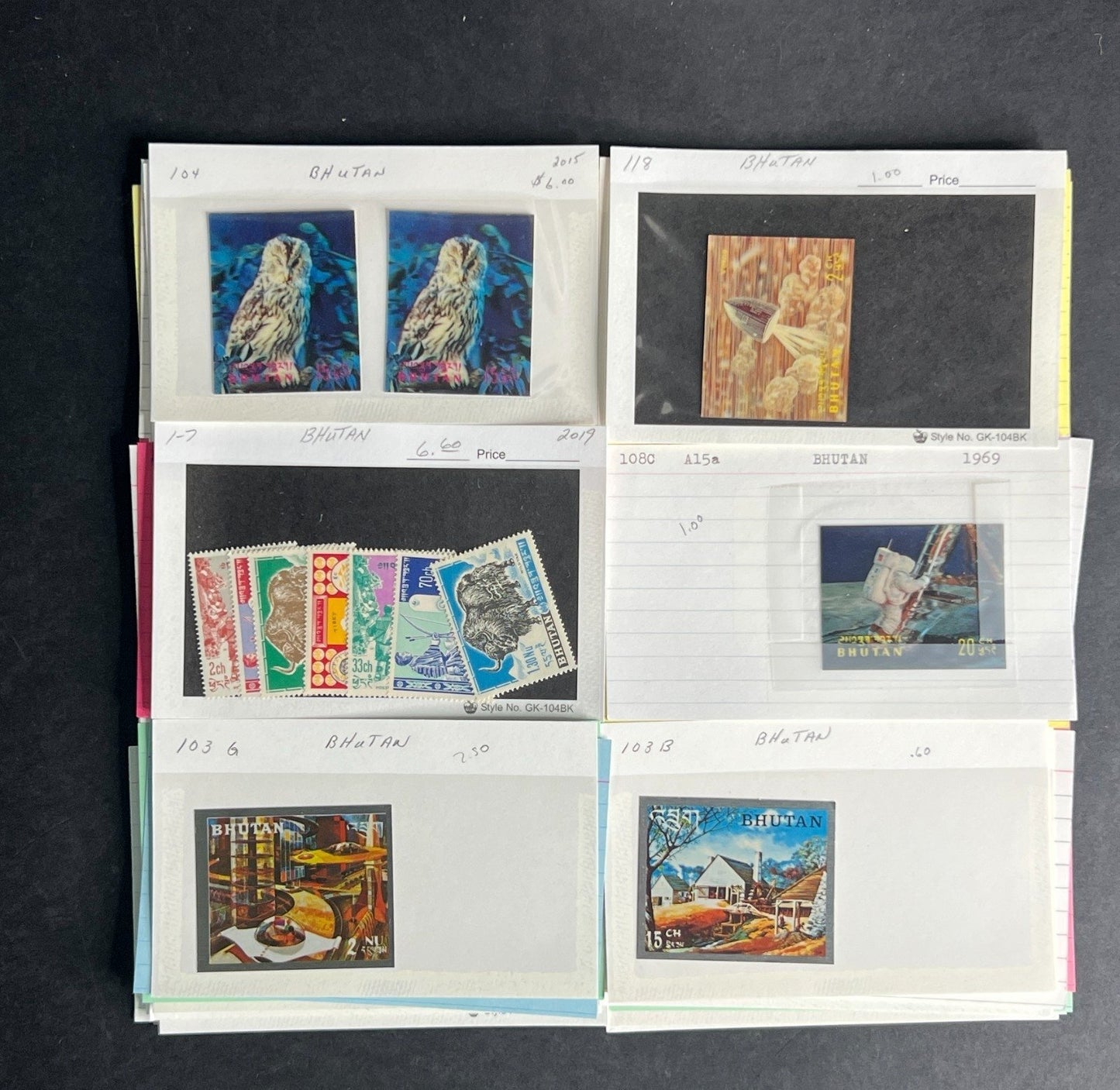 Bhutan Stamp Collection Dealer Cards $236 CV Mint & Used ZAYIX